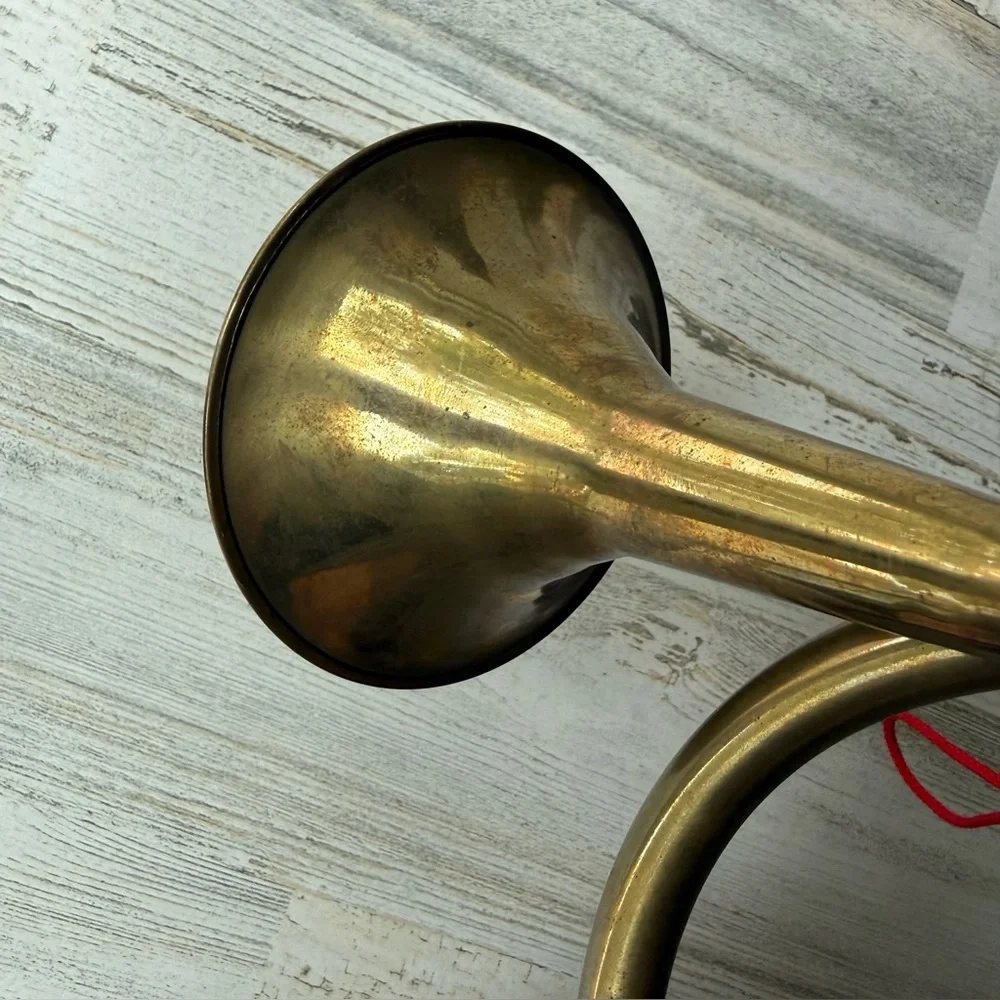 Vintage Brass French Horn Wall Decor Tassel Cording Christmas Holiday Decor